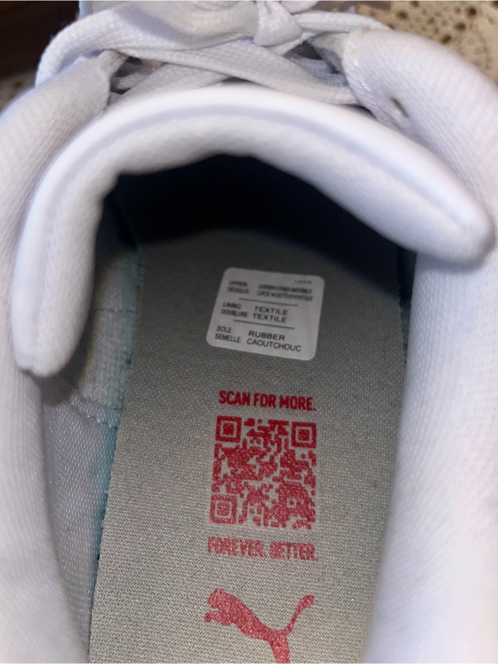 Puma White and Red Women's Sneakers with Gum Sole - Picture 8 of 9